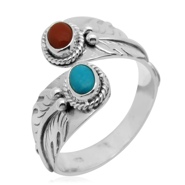 Royal Bali Collection Mediterranean Coral (Ovl 0.60 Ct), Arizona Sleeping Beauty Turquoise Crossover
