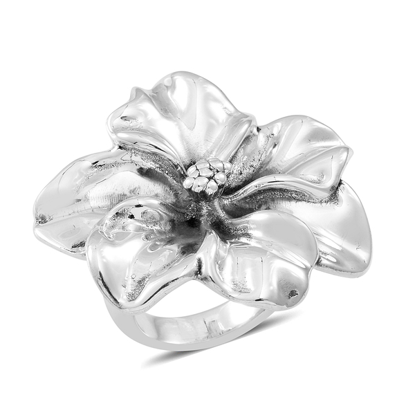 Thai Statement Collection Sterling Silver Floral Ring, Silver wt 9.21 Gms.