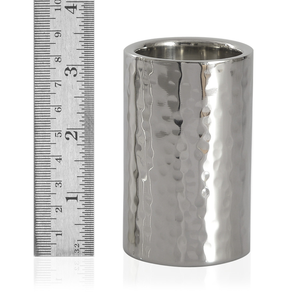 Home Decor - Set of 2 - Round Shape Silver Colour Hammered Tea Light Holder