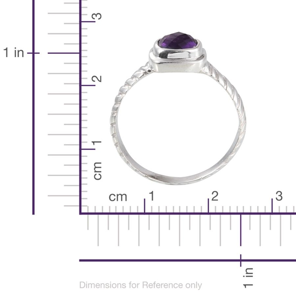 Amethyst (Cush) Solitaire Ring in Sterling Silver 1.280 Ct.