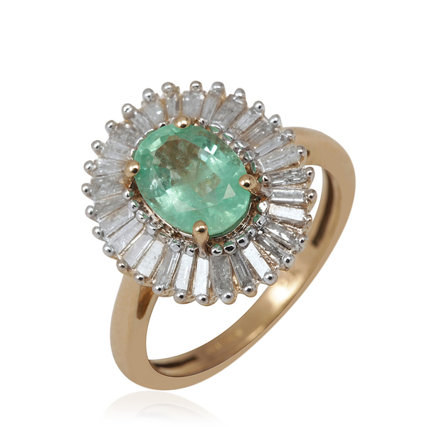9K Y Gold Boyaca Colombian Emerald (Ovl 1.00 Ct), Diamond Ring 1.500 Ct.