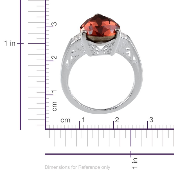 Made With  Crystal - Padparadscha Crystal (Pear 6.00 Ct), White Topaz Ring in Sterling Silver 6.100 Ct.