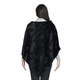 Faux Fur Leaves Pattern Poncho (Size 130x85 Cm) - Black