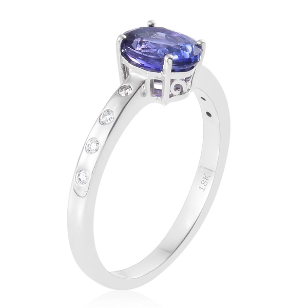 Auction Only Deal - Designer Inspired-ILIANA 18K W Gold AAA Tanzanite (Ovl 1.50 Ct), Diamond (SI/G-H) Ring 1.615 Ct. Gold Wt 4.10 Gms