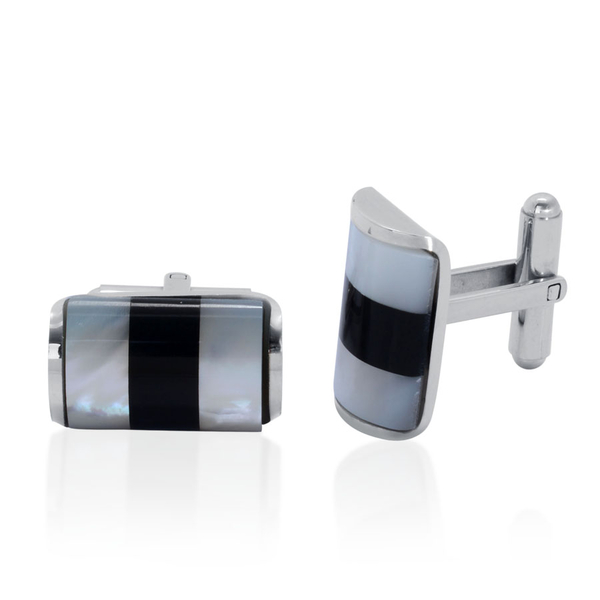 (Option-2) Abalone Shell Cufflink with Resin in Stainless Steel 5.000 Ct.