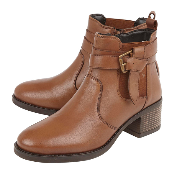 Lotus Janet Leather Ladies Ankle Boots - Tan