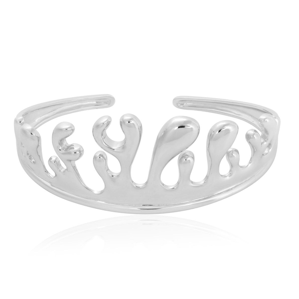 LucyQ Motion Ocean Cuff Bangle (Size 7) in Rhodium Plated Sterling Silver 21.48 Gms.