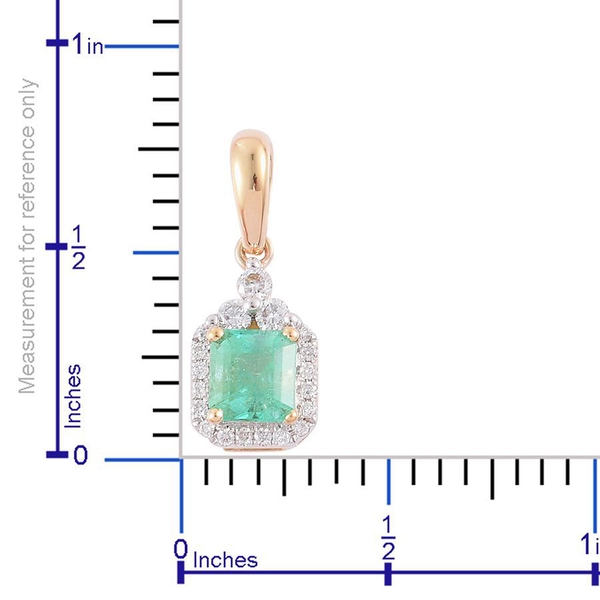 ILIANA 18K Y Gold Boyaca Colombian Emerald (Oct 1.15 Ct), Diamond Pendant 1.250 Ct.