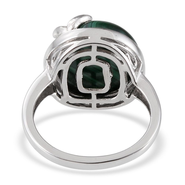 Malachite (Rnd) Solitaire Ring in ION Plated Platinum Bond 12.500 Ct.