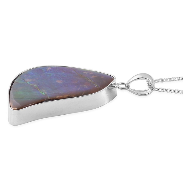 Canadian Ammolite Pendant With Chain in Rhodium Plated Sterling Silver 19.250 Ct.