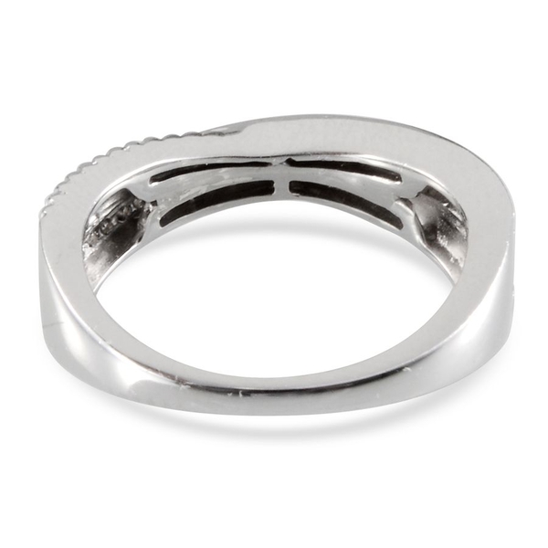 Diamond (Rnd) Criss Cross Ring in Platinum Overlay Sterling Silver 0.150 Ct.