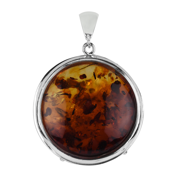 Baltic Amber Pendant in Sterling Silver, Silver Wt. 8.82 Gms