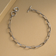 Platinum Overlay Sterling Silver Paperclip Bracelet (Size - 7.5) With T-Bar Clasp