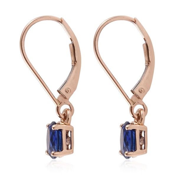 ILIANA 18K Rose Gold Ceylon Blue Sapphire (Ovl) Lever Back Earrings 1.250 Ct.