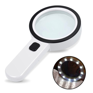30X Handheld Large Magnifier with 12 LED Light (Requires 2 AA batteries - not included) (Size 20.5x1