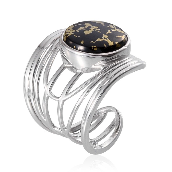 Goldenite (Rnd) Ring in Platinum Overlay Sterling Silver 6.750 Ct.