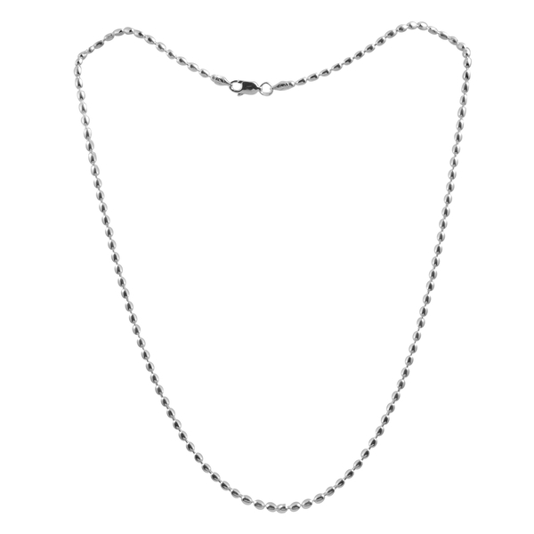 Close Out Deal Sterling Silver Oval Beads Chain (Size 18), Silver wt 8.00 Gms.