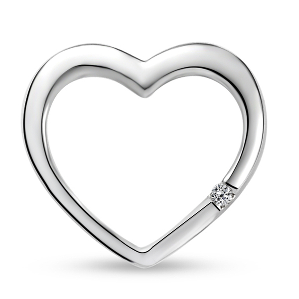 9K White Gold SGL Certified Diamond (I3/G-H) Heart Pendant 0.01 Ct.