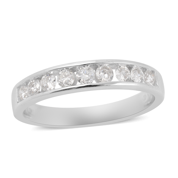 NY Close Out Deal- 14K White Gold Diamond (I2-I3/G-H) Half Eternity Band Ring 0.50 Ct.