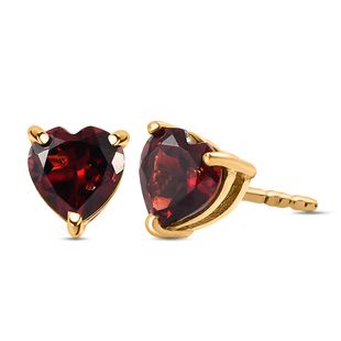 Mozambique Garnet Stud Earrings (with Push Back) in 14K Gold Overlay Sterling Silver 1.72 Ct.
