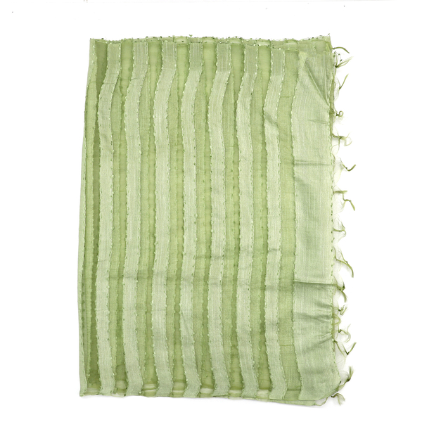 JOVIE - New Season Handmade Scarf with Fringes in Green (Size 76x235cm)