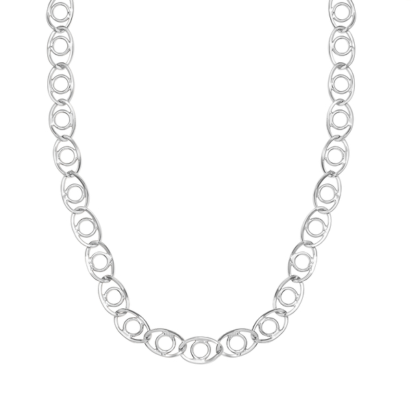 Platinum Overlay Sterling Silver Link Necklace (Size - 20) with Lobster Clasp, Silver Wt. 21.00 Gms