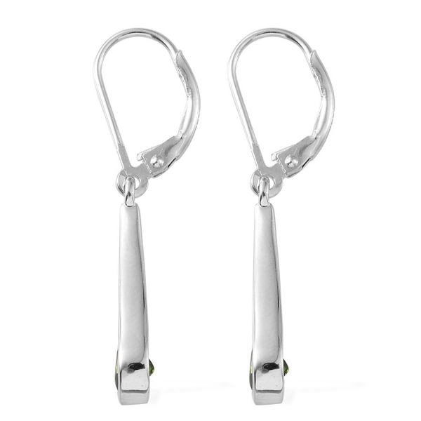 Chrome Diopside (Rnd) Drop Lever Back Earrings in Platinum Overlay Sterling Silver 1.000 Ct.