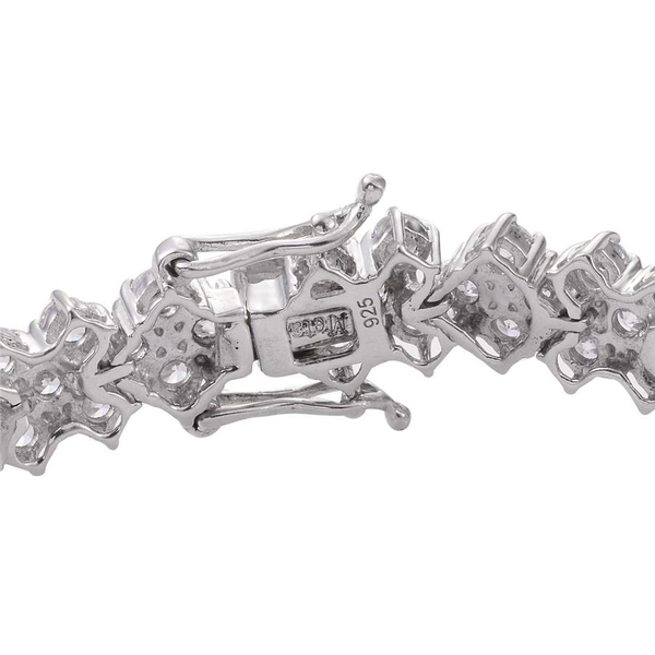 Simulated Diamond (Rnd) Bracelet (Size 7.5) in Platinum Overlay Sterling Silver 19.000 Ct.