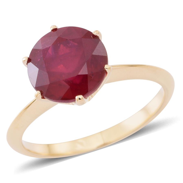 9K Y Gold AAA African Ruby (Rnd) Solitaire Ring 6.000 Ct.