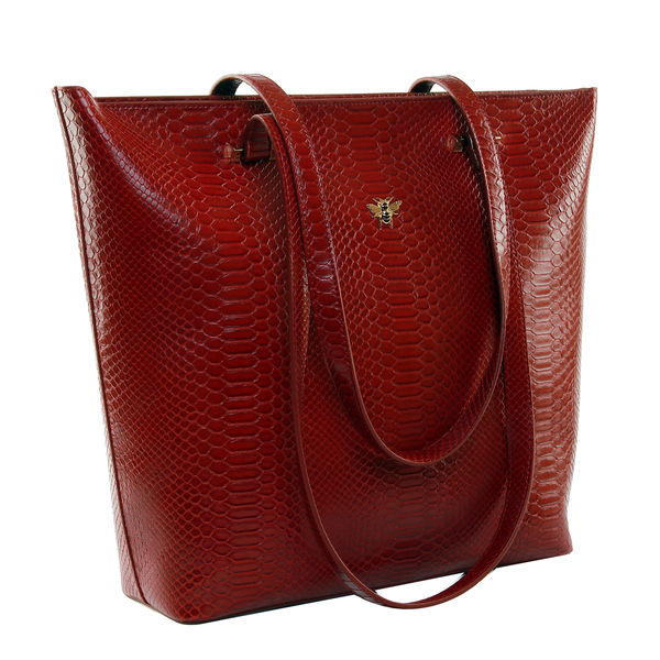 ALICE WHEELER Knightsbridge Snake Pattern Tote Bag (Size 32x30x10 Cm) - Cherry