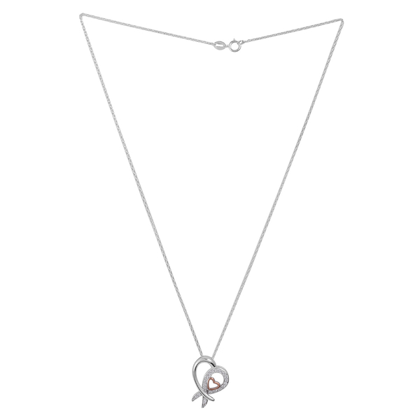 Close Out Deal ELANZA AAA Simulated Diamond (Rnd) Heart Pendant with Chain in Platinum and Rose Gold