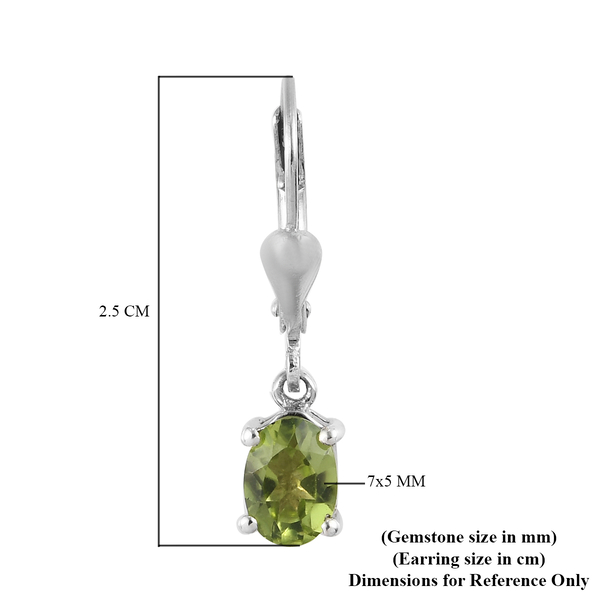 Hebei Peridot Lever Back Earrings in Platinum Overlay Sterling Silver 1.77 Ct.