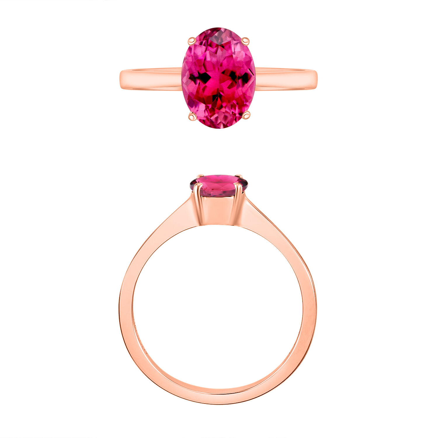 Rubellite  Ring in Vermeil RG Sterling Silver 1.30 ct  1.300  Ct.
