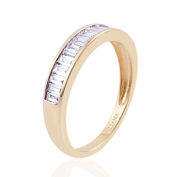 ILIANA 18K Y Gold IGI Certified Diamond (Bgt) (SI/G-H) Half Eternity Band Ring 0.500 Ct.
