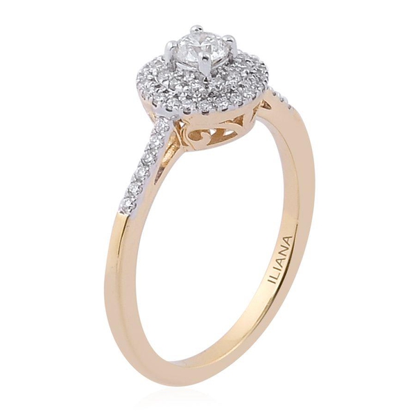 ILIANA 18K Yellow Gold IGI Certified Diamond (Rnd) (SI G-H) Engagement Ring 0.500 Ct.