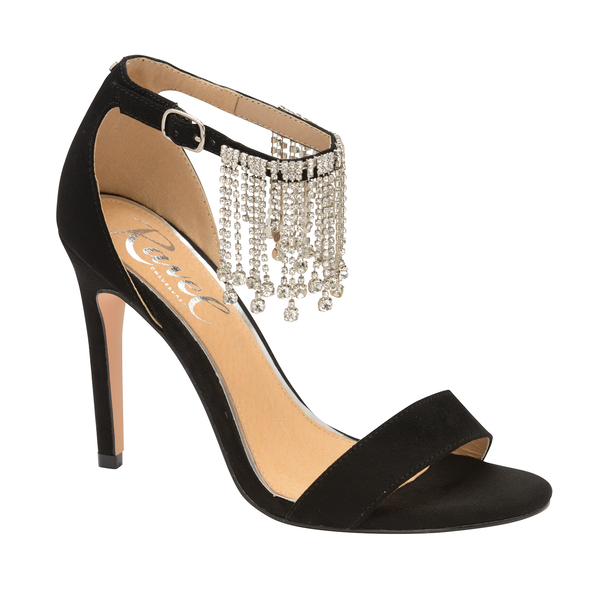 Ravel Black Pomona Embellished Heeled Sandals (Size 4)