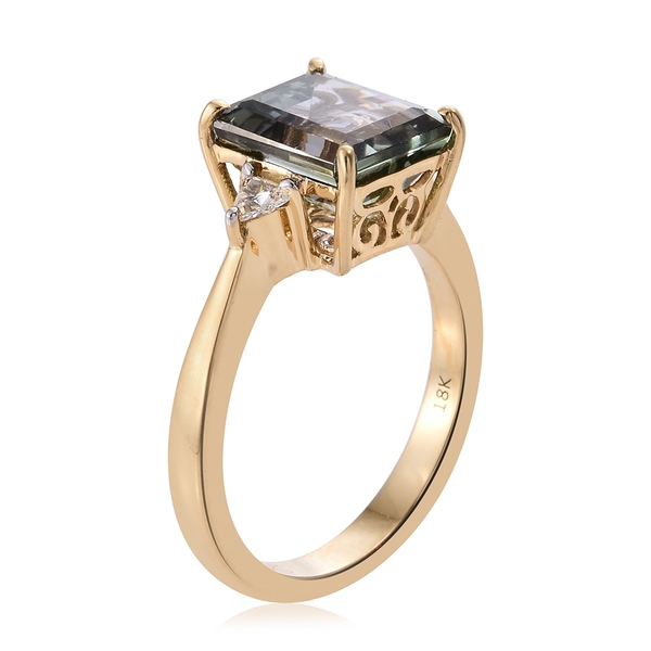 ILIANA 18K Yellow Gold AAA Peacock Tanzanite Ring (Oct 4.71 Ct), Diamond (SI-G-H) Ring 4.900 Ct.