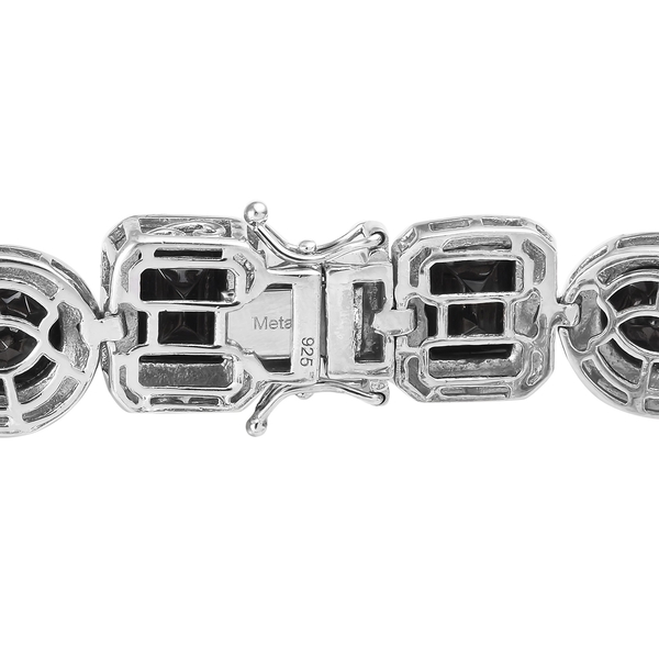 Elite Shungite (Rnd and Oct) Bracelet (Size 8) in Platinum Overlay Sterling Silver 24.50 Ct, Silver wt 25.50 Gms