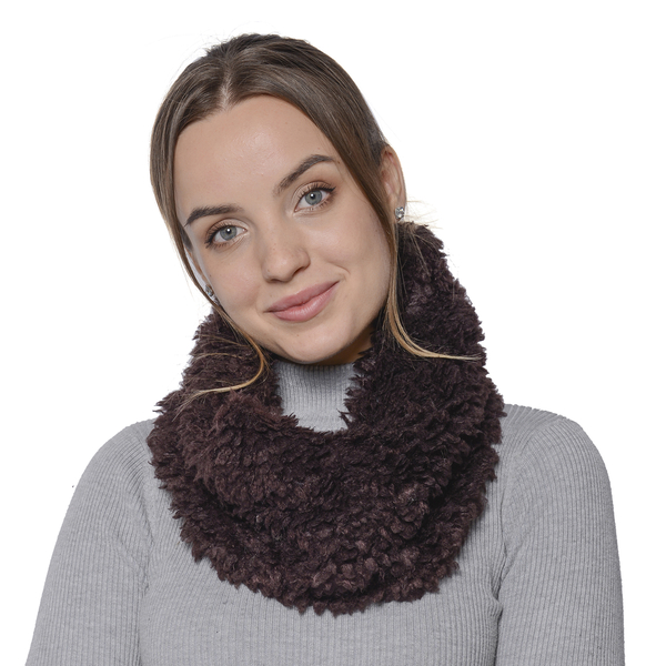 Soft and Fluffy Faux Fur Infinity Scarf - (Size:20x40cm) - Brown