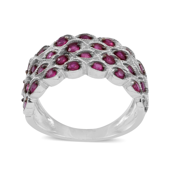 Ruby (Rnd) Ring in Rhodium Plated Sterling Silver 2.000 Ct.