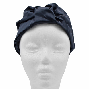  Mulberry Silk Turban / Bonnet in Black (Size 18x24cm)