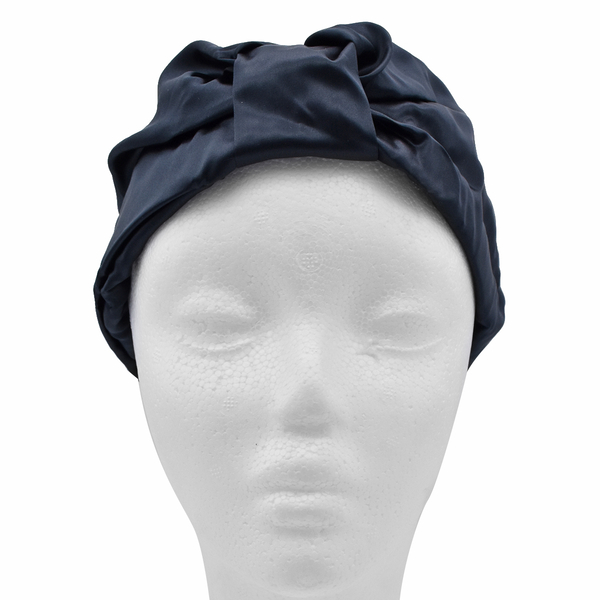  Mulberry Silk Turban / Bonnet in Black (Size 18x24cm)