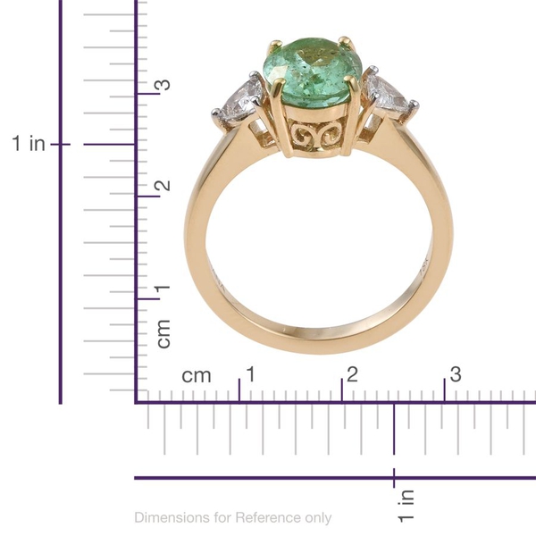 ILIANA 18K Y Gold Boyaca Colombian Emerald (Ovl 2.15 Ct), Diamond (SI-G-H) Ring 2.500 Ct.