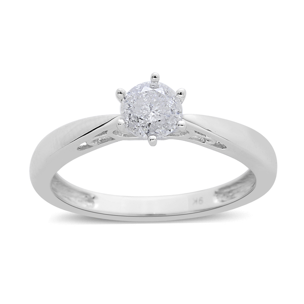 9K W Gold SGL Certified Diamond (Rnd) (I3/ G-H) Solitaire Ring 0.500 Ct.