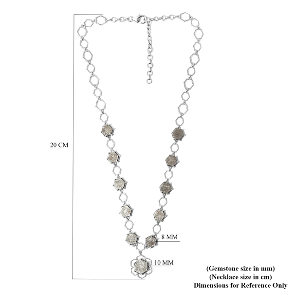 Meteorite Necklace (Size 18 with 2 inch Extender) in Platinum Overlay Sterling Silver 66.23 Ct, Silver Wt. 15.11 Gms