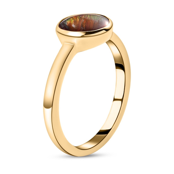 Ammolite Solitaire Ring in 18k Yellow Gold Vermeil Plating, Sterling Silver 1.47 Ct.
