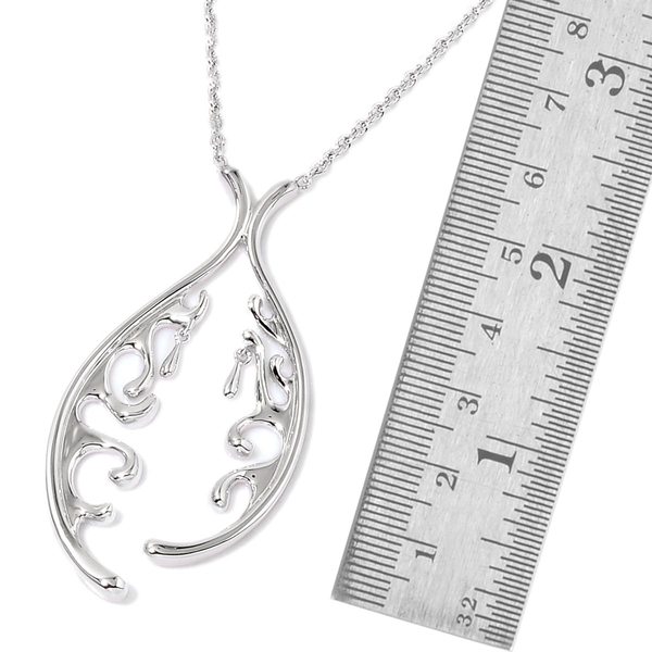 LucyQ Oval Wave Necklace (Size 18) in Rhodium Plated Sterling Silver 10.51 Gms.