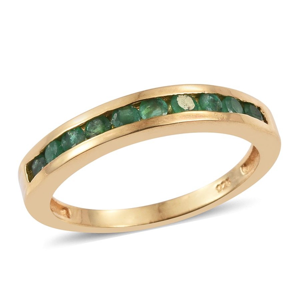Kagem Zambian Emerald (Rnd) Half Eternity Band Ring in 14K Gold Overlay Sterling Silver 0.500 Ct.