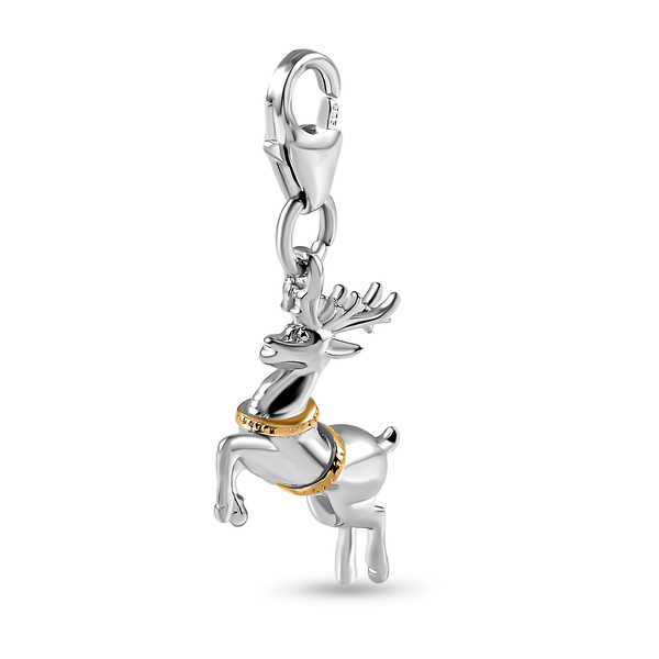 Charms De Memoire - Platinum and Yellow Gold Overlay Sterling Silver Reindeer Charm