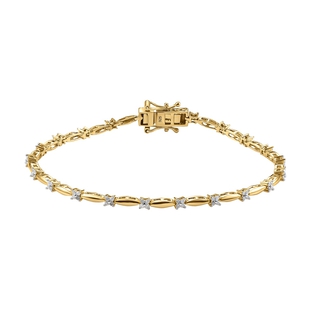 One Time Deal - Diamond Bracelet (Size - 7.5) in Vermeil Yellow Gold Sterling Silver 0.50 Ct, Silver